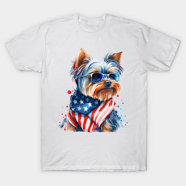 4th of July Yorkshire Terrier #5 T-Shirt by Chromatic Fusion Studio